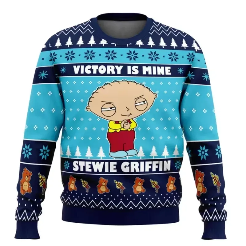 Family Guy 3D Print Christmas Ugly Sweater Style Casual Festival Theme Jacket for Men And Women Autumn Winter Outerwear
