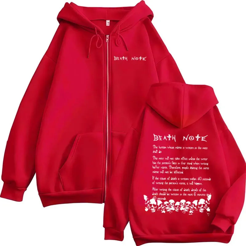 Anime Death Note Rem Ryuk Zipper Hoodies Men's Women Clothing Fashion Casual Long Sleeve Zip Up Hooded Sweatshirts Jacket Coat