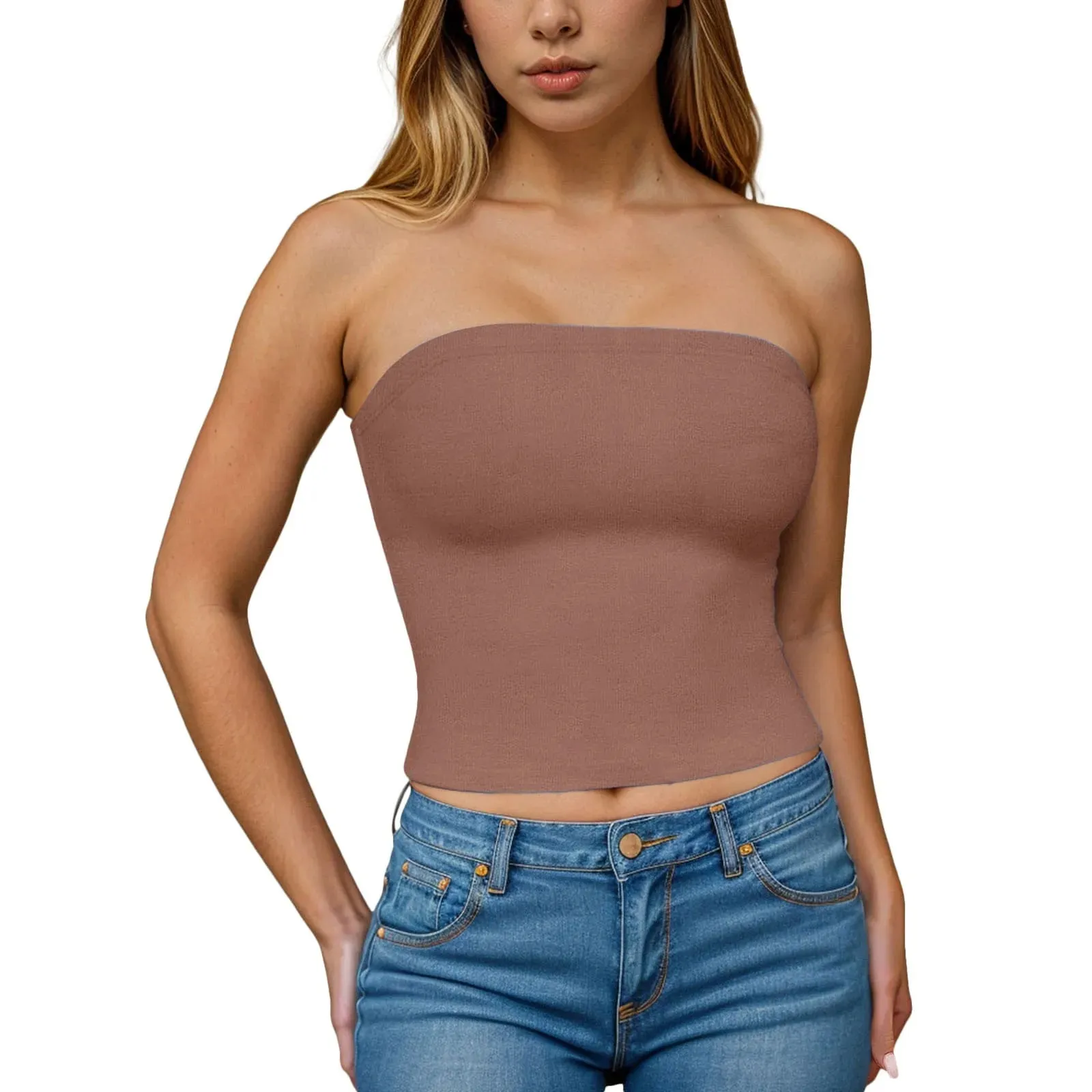 Sexy Off Shoulder Tube Tops Women Strapless Solid Color Backless Bandeau Tops Summer Slim Fit Bottoming Shirts Underwear