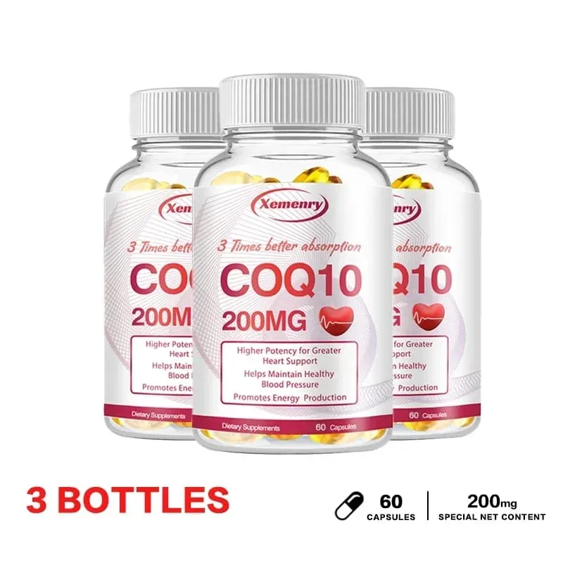 Coenzyme Q10 Capsules 200mg -Provide Energy Support Heart and Cardiovascular Health Promote Metabolism Anti-oxidation