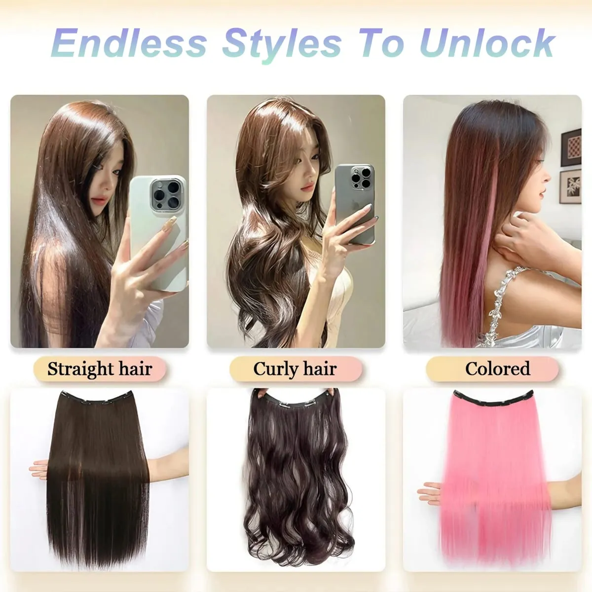 Synthetic Wavy/Straight Wigs Clip in Hair Extensions 20inches/24inches Clip On Hair Extensions for Women Hair Accessories