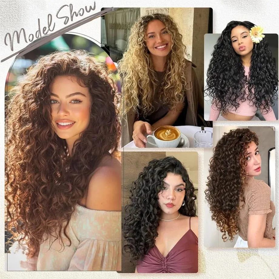 9pcs Clip in Hair Extensions 22 Inch Curly Wavy Hair Extension Loose Long Soft Synthetic Hairpieces for Women Daily Hairstyle