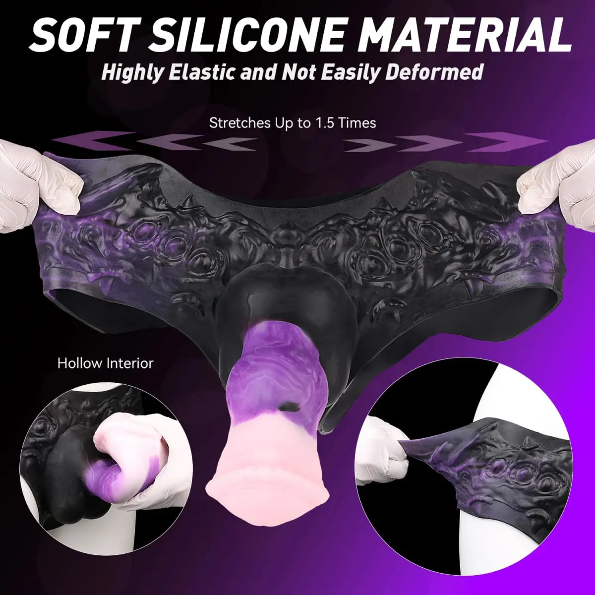3D Horse Penis Shaped Wearable Cock Sleeve Gradient Color Skin-Friendly Liquid Silicone Adult Couple Intimate Sex Toys