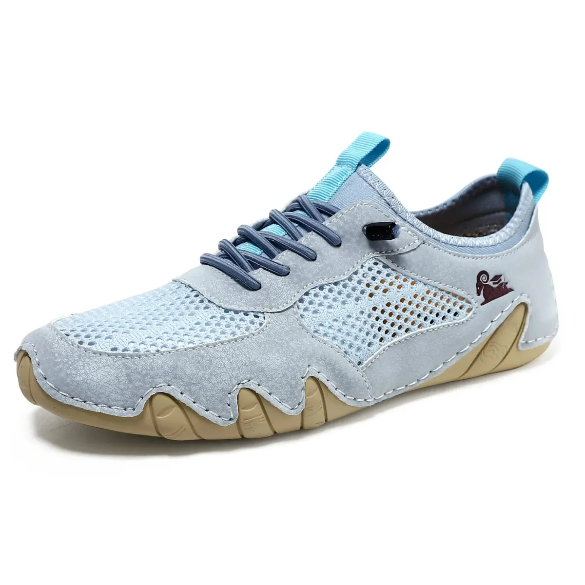 Men Women Big Size Outdoor Casual Shoes Flat Bottom Lacing Summer Breathable Mesh Sneakers