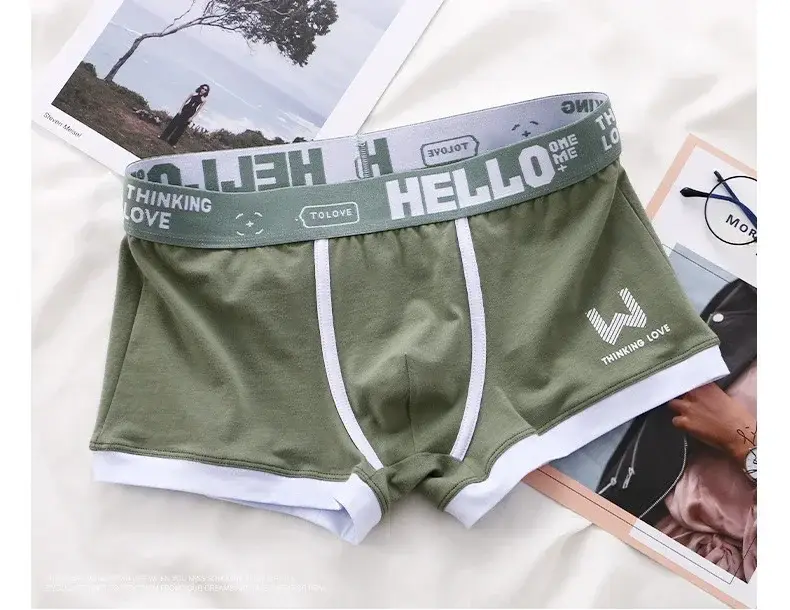 1 pçs masculino algodão boxer shorts calcinha underwear3 cores l xl 2xl 3xl macio carta cinto respirável macio moda esportes