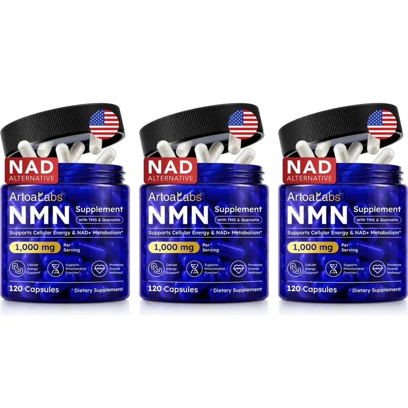 ArtoaLabs NMN Capsules 1000mg with TMG & Quercetin Supports Anti Aging DNA Repair NAD+ Metabolism Cellular Energy | 120 Count