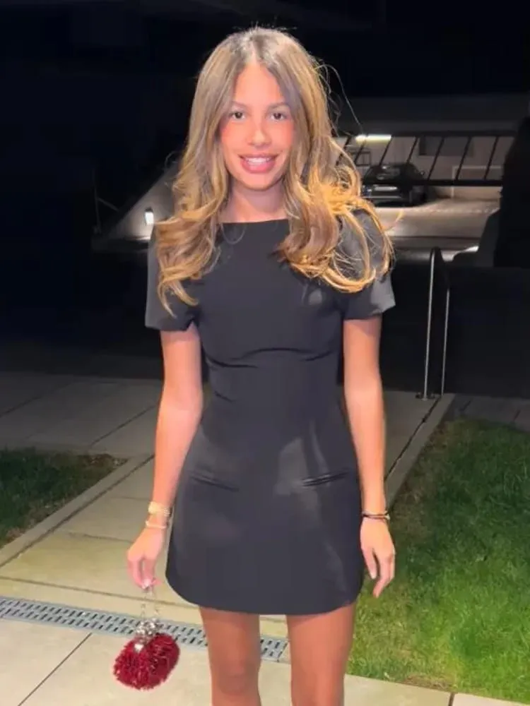 Fashion Evening Party Female Short Dresses Elegant Black Short Sleeve Women's Mini Dress 2026 New Lady Chic Evening Party Robes — image 7