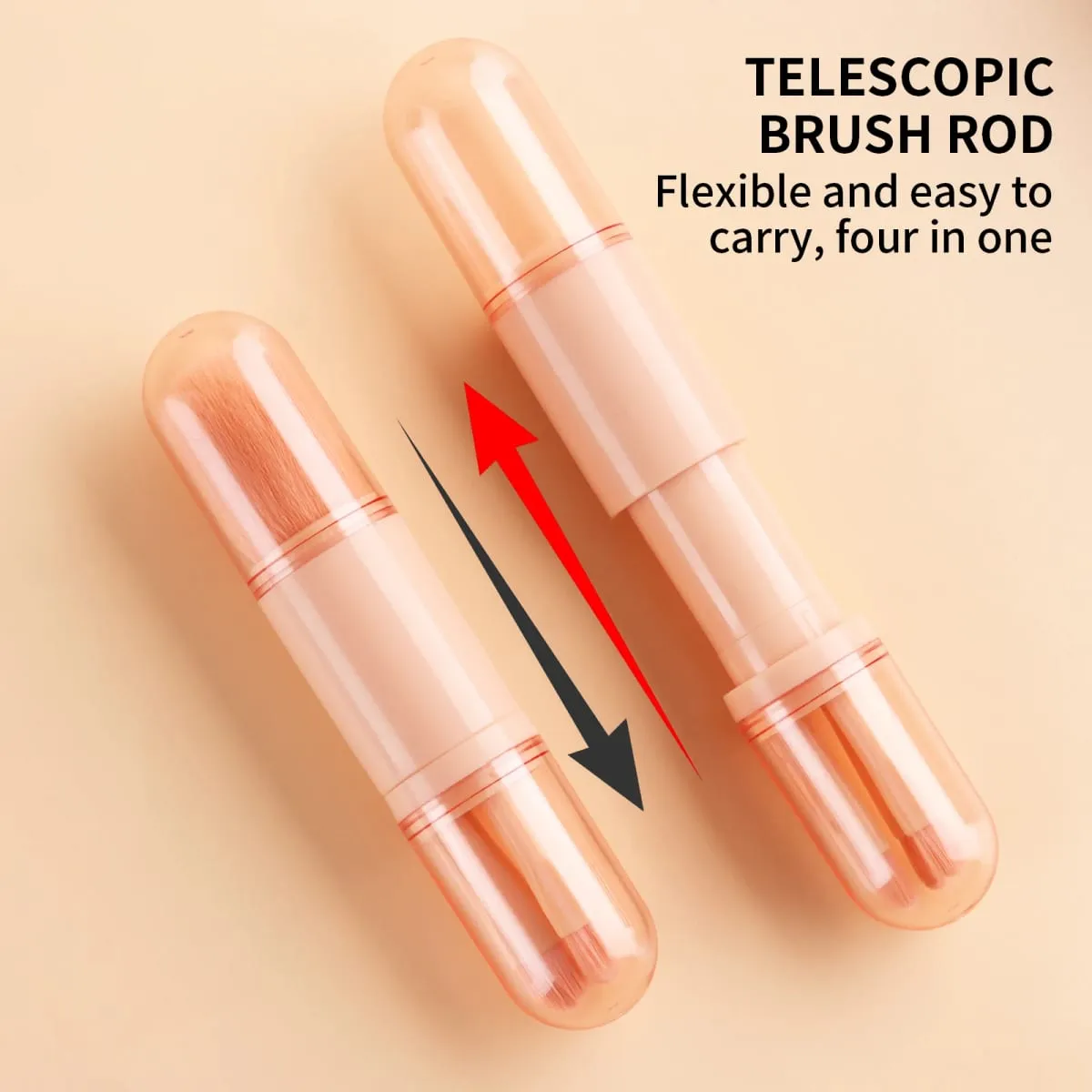 Detachable 4 In 1 Makeup Brush Set Round Powder Flat Eyeshadow Brushes Travel Portable Facial Eye Cosmetic Tools