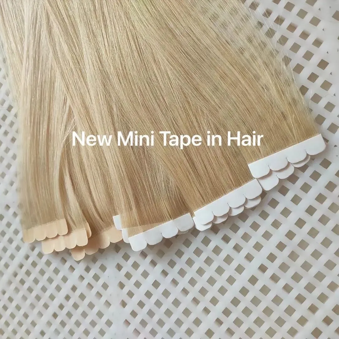 Mini Tape Hair Extensions 18"-30" Machine Remy Skin Weft Adhesive Tape In 100% Human Hair Natural Black Brown Blonde Tape On