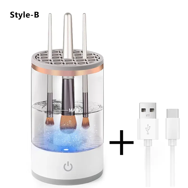 Přenosný USB čistič štětců na make-up 3 v 1 elektrické kosmetické štětce Čisticí sušička Nástroj na automatické mytí make-upu pro ženy