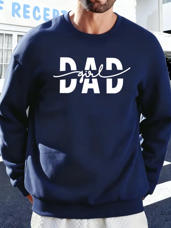 Dad Girl Letter Creativity Printing Pullover Men Autumn Warm Sweatshirts Oversized Fleece Hoodies Soft Casual Streetwear Male