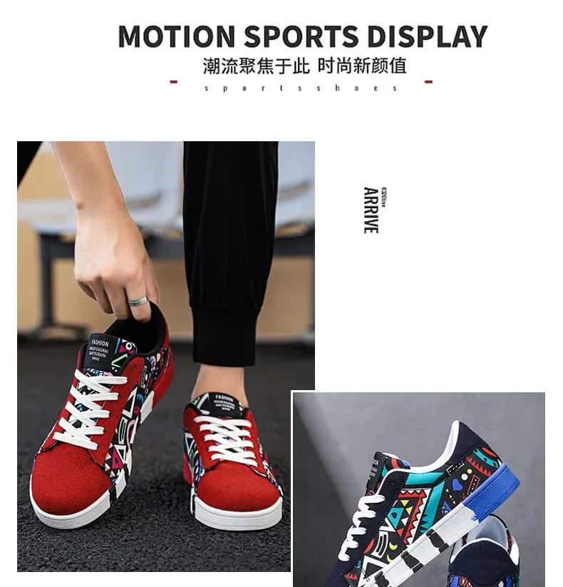 Summer Trendy Men's New Board Shoes Outdoor Non Slip Walking Men Sporty Shoe Canvas Pattern Casual Sneakers Male Zapatos