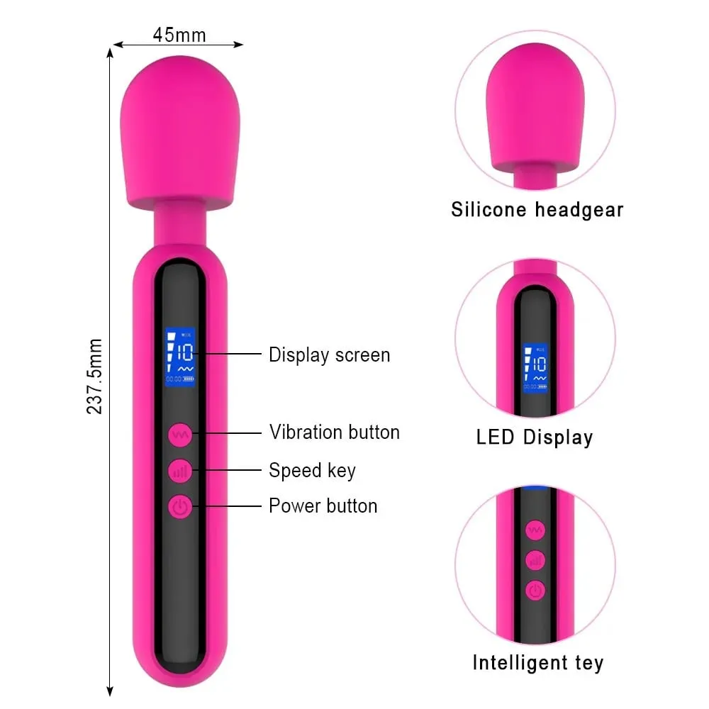 Vibromasseur AV puissant pour femmes, baguette magique, stimulateur de Clitoris du point G avec affichage LED, masseur de Muscles, masturbateur, jouet sexuel pour adulte
