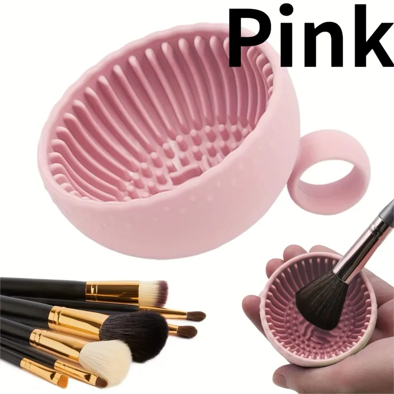 Silicone Makeup Brush Cleaner Bowl 1pcs Unscented Brush Cleaning Mat with Scrubber Pad for Eyebrow Blush Facial & Eye Brushes