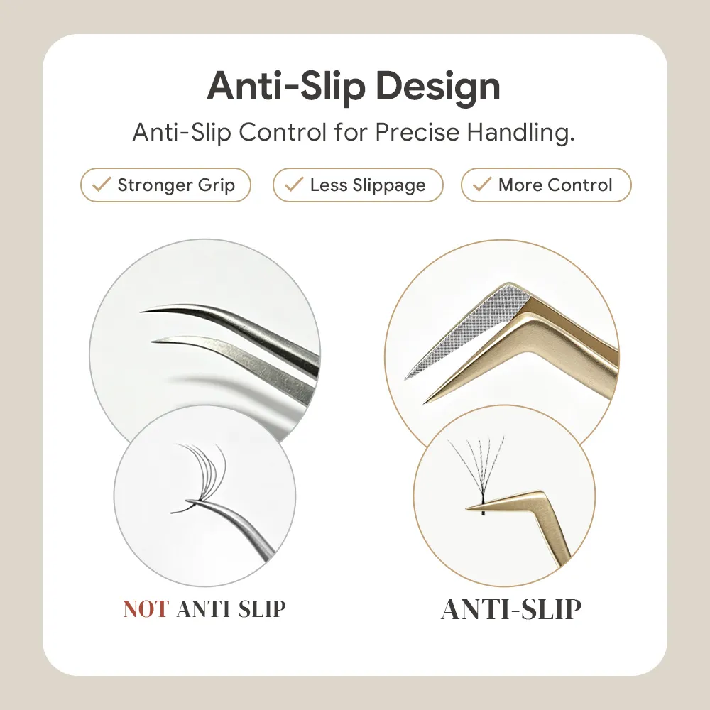 Anti-Slip Eyelash Extension Steel Tweezers High-Density Fiber Tip Eyelash & Eyebrow Professional Precision Makeup Tools