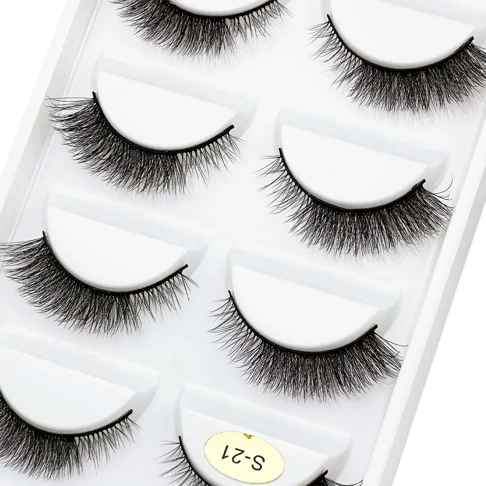5 Pairs S03 Natural Looking 3D Mink Fake Eyelashes Makeup Tools Fluffy Style Water Mink Fur False Eyelashes for Eye Makeup
