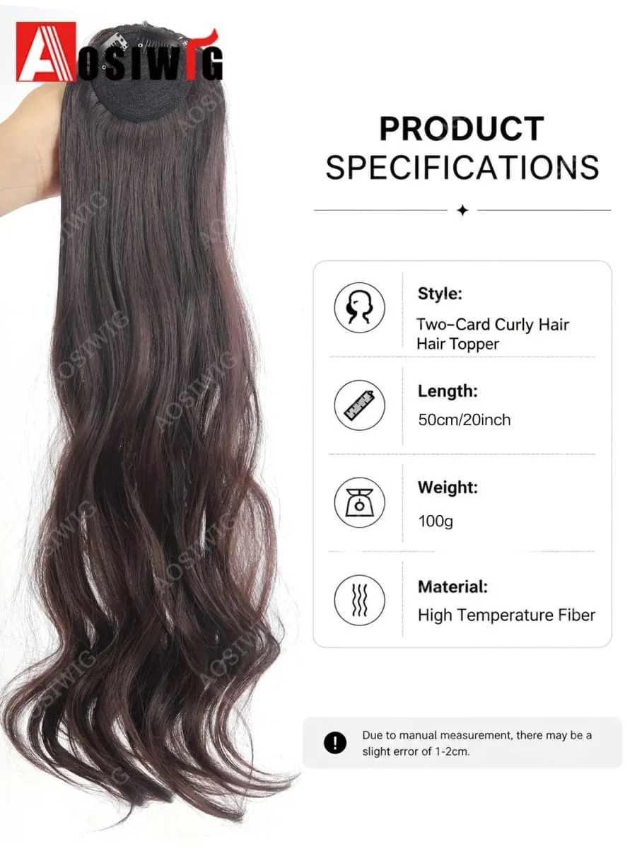 Synthetic Wavy Hair Topper for Women 2 Clip In Volumizing Hairpiece High Crown Hair Extension for Fuller Hair