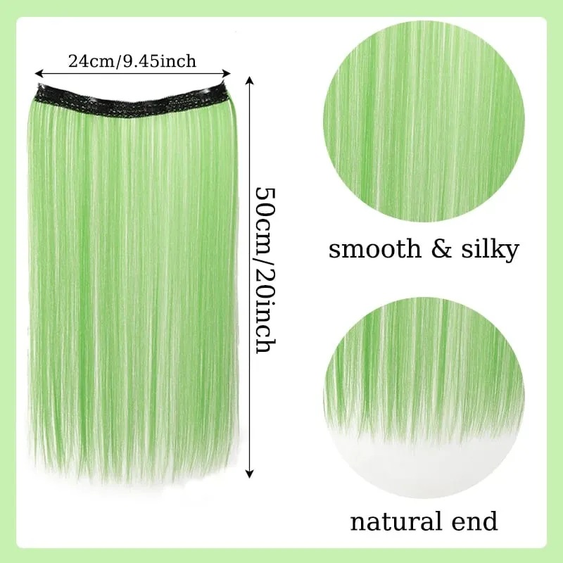 20inch Hair extensions Wig Hair Clips Hair piece Synthetic Straight Hair Extensions with 4clips for Women Halloween Party
