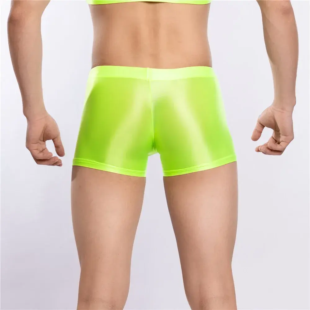 Sexy Men Hot Short Panties U Bulge Pouch Boxer Oil Shiny Glossy Smooth Lingerie Candy Color Underwear Breathable Briefs