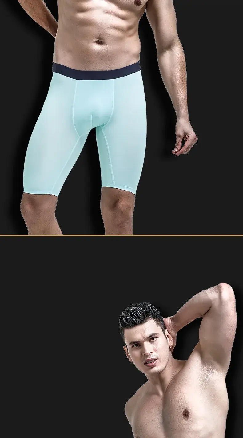 ชุดชั้นในบุรุษนักมวยกางเกงขาสั้น Homme Slim บางผ้าไหมน้ำแข็งกางเกง Man Breathable กระเป๋ากลางขายาวกางเกง Cueca Calzoncillos — image 5