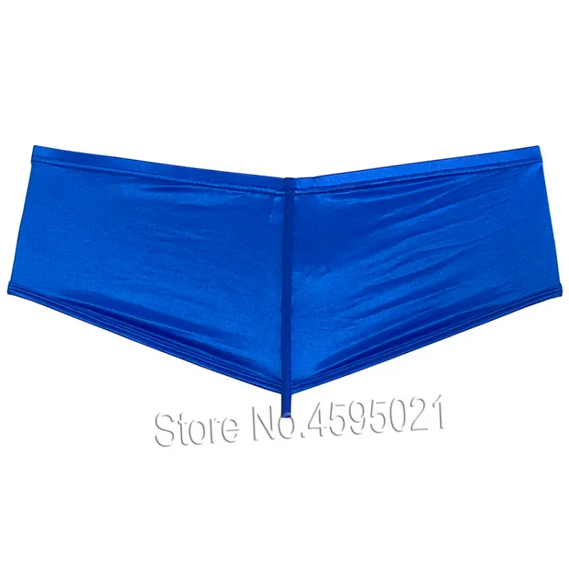 Men's Ice Silky Underwear Thong Cheeky Briefs Glossy Wet Look Bikini Briefs Solid Shiny Low Rise Beach Bikini Briefs Underpant