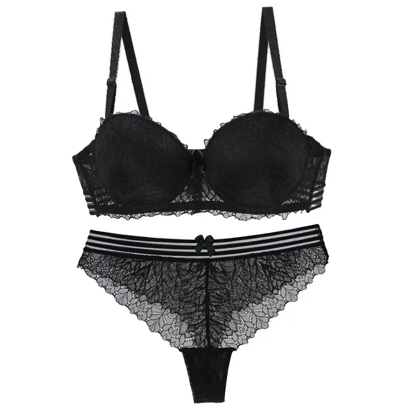 2023 Bagong Sexy Lace Bras Set Para sa mga Babae Push Up Underwear Black Green Pink Red White Yellow ABCDE Plus Size Lingerie