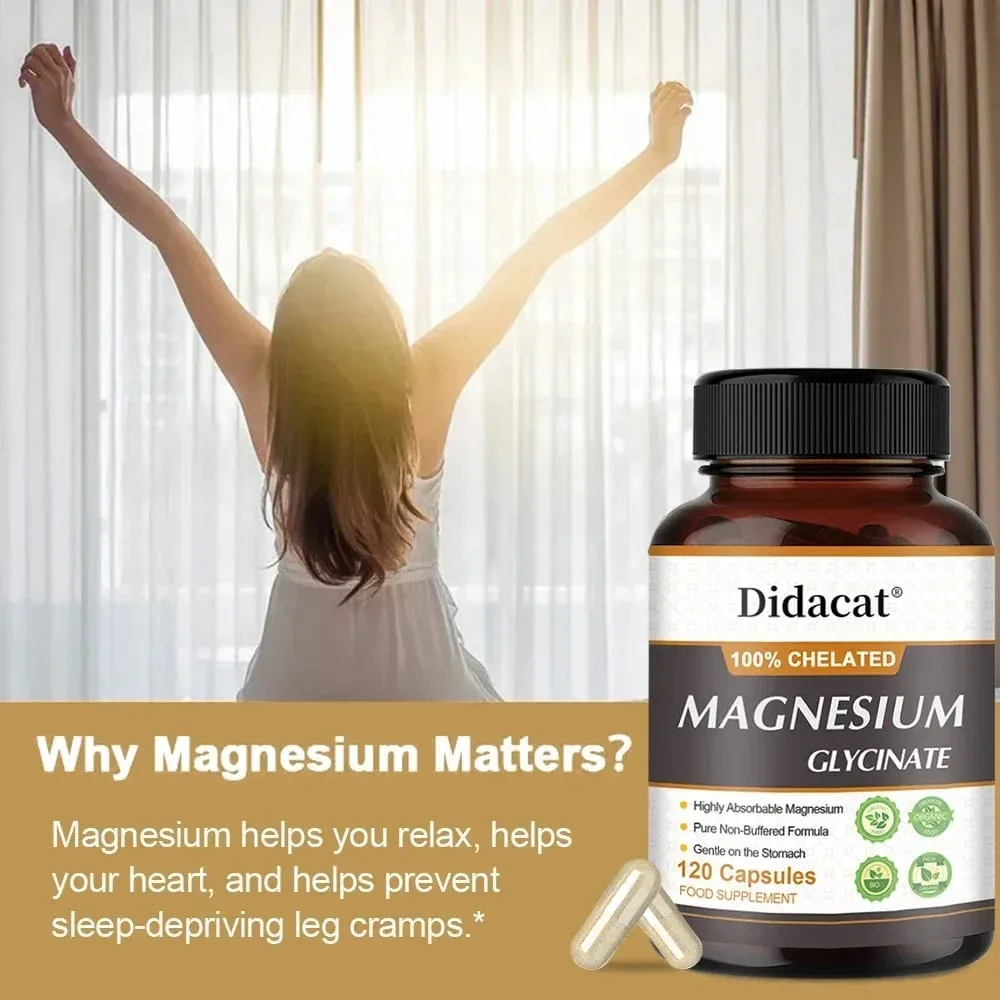 Magnesium Glycine 500mg - Supports Muscle Function Improves Sleep Quality Supports Cardiovascular and Metabolic Health