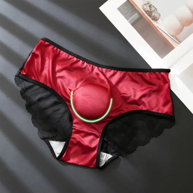 Seluar Dalam Wanita untuk Lelaki Seluar Dalam Satin Renda Perancis Bernafas U Convex Pouch Seluar Dalam Seksi Ruffle Lace Seluar Dalam Tukar Pakaian Lelaki