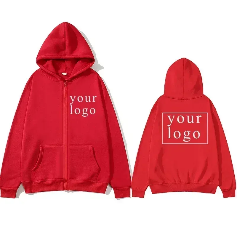 Nuevo Sudadera con capucha tipo cárdigan con cremallera DIY para hombres y mujeres, nueva moda 2025, logotipo/imagen personalizada de tu propia marca en cualquier lugar