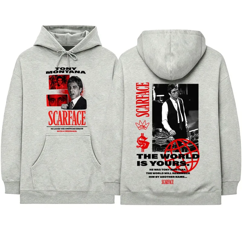 Movie Scarface The World Is Yours Tony Montana Al Pacino Hoodies Men's Women Clothing Fashion Oversized Long Sleeve Sweatshirts