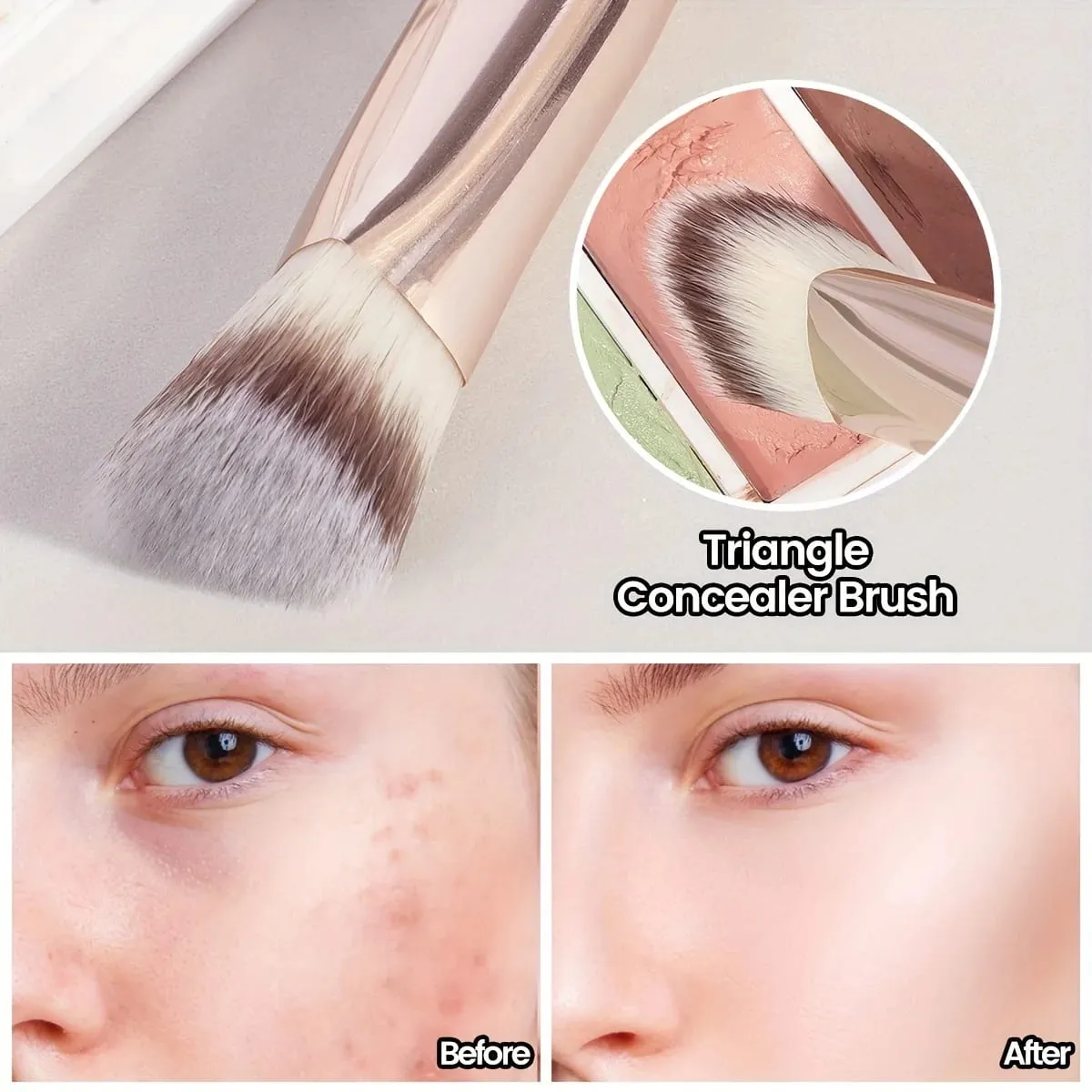 Premium Concealer Brush Triangle Brush Head Soft Synthetic Bristles Fit for The Skin
