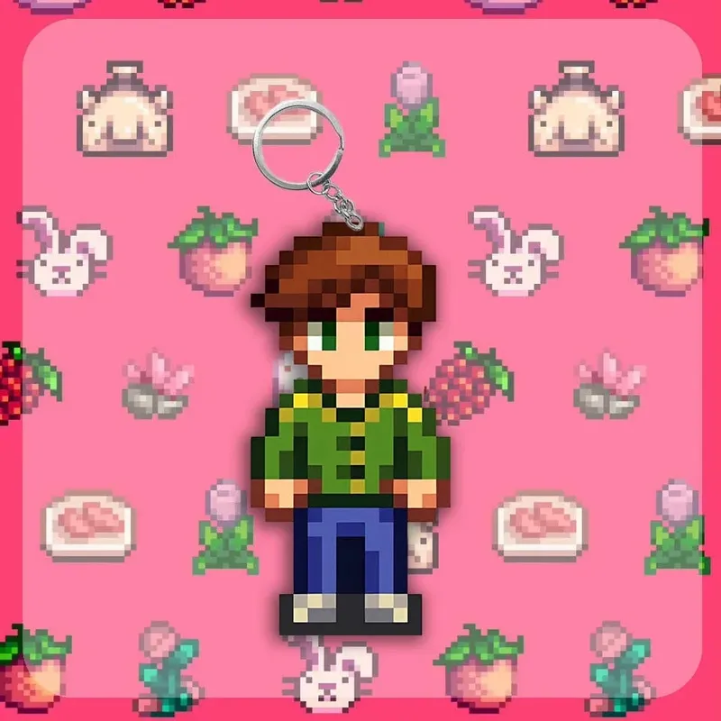 Alex Stardew Valley Schlüsselanhänger Elliott Spielfigur Anime Cartoon Cosplay Requisiten Haley Emily Pixel Student Kawaii Geburtstagsgeschenk