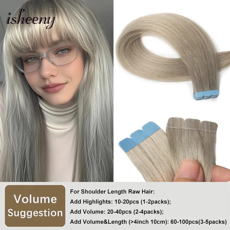 Isheeny 12-20-calowa mini taśma w ludzkich włosach w fantazyjnych kolorach Naturalna prosta bezszwowa taśma doczepiane włosy do włosów outlet