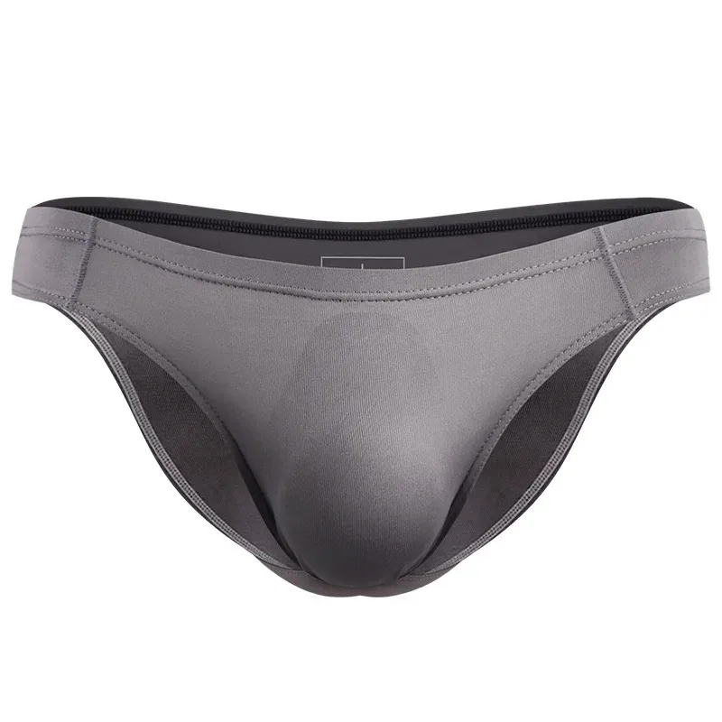 2PCS Men's Underpants Ice Silk Breathable Sexy Thin U Convex Transparent One Piece Low Waist Triangle Shorts Head