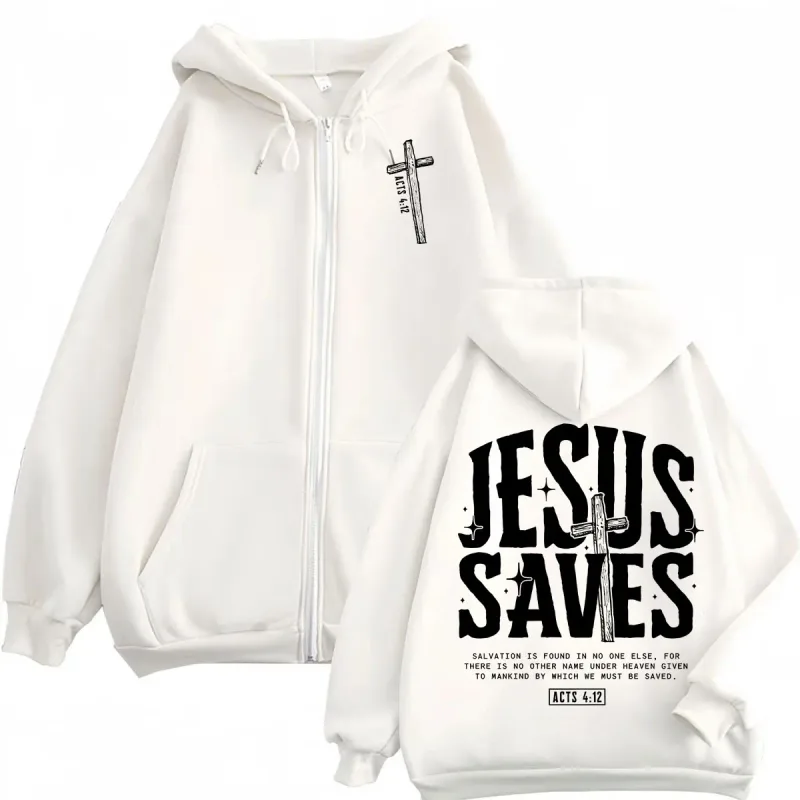 Jesus Christian Bible Verse Zipper Hoodie Men Women Clothing Fashion Aesthetic Zip Up Pullovers High Quality Fleece Sweatshirts