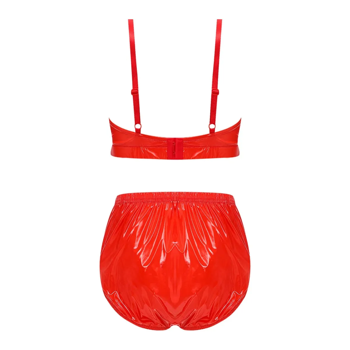 Conjunto de lencería impermeable brillante para mujer, Bikini, traje de baño, ropa de dormir, ropa de discoteca, sujetador sin almohadilla, Top con traje de baño, trajes de baño para playa y piscina