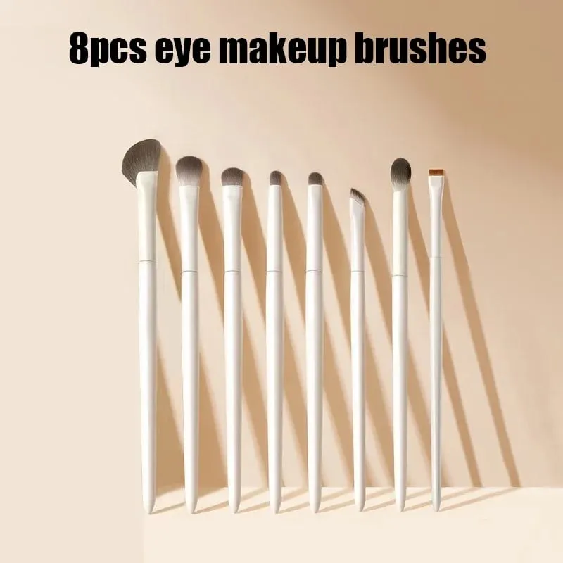 5/6/8/10pcs Natural Eye Makeup Brushes Set Detail Eyeshadow Brush Makeup Brush White Ultra Soft Eyeshadow Eyeliner Makeup Tool