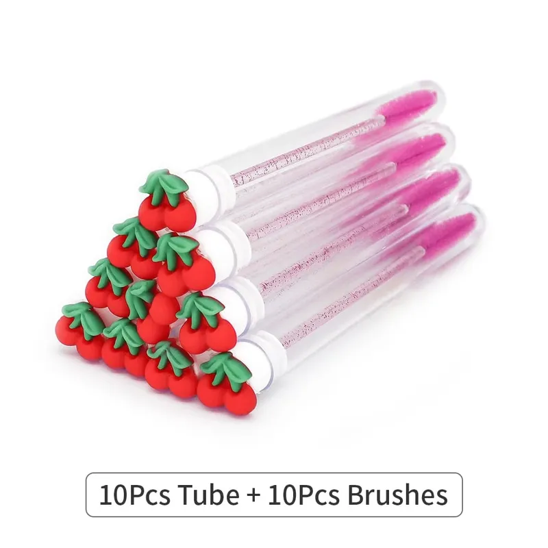 10 /50PCS Set Fruit Collection Mascara Brush Reusable Lash Brush Tube Spoolies Lash Extension Brushes Applicators Makeup Tools