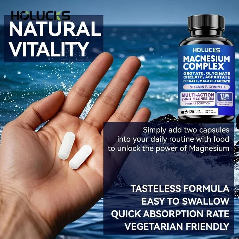 Magnesium Complex 1000mg Integratore con Vitamine C E B1 B2 B6 B12 Magnesio Glicinato Chelato Malato Taurato e Citrato