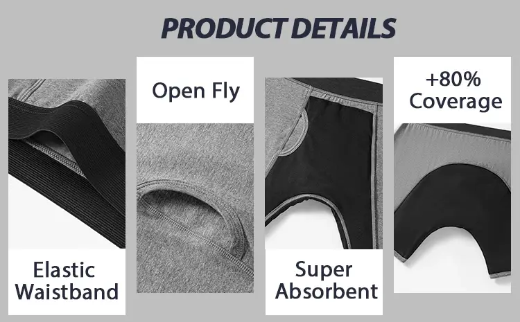 Men Panties Ultra-Absorbent Incontinence Underwear Maximum Absorbency Overnight Urinary Briefs Leak Protection Men Boxers