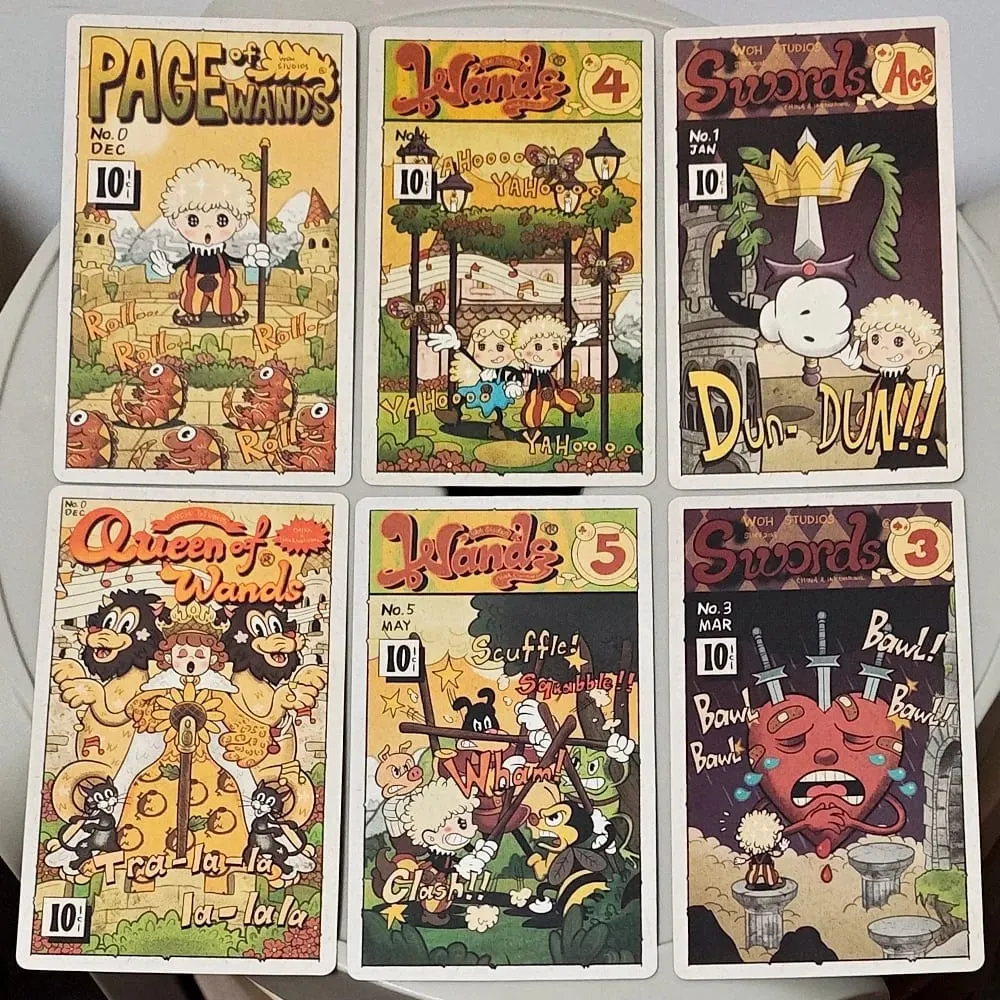 Double-embossed 12*7cm Vintage Rubber Hose Tarot Deck in Rigid Box 78 Old‑Cartoon Art Tarot Cards