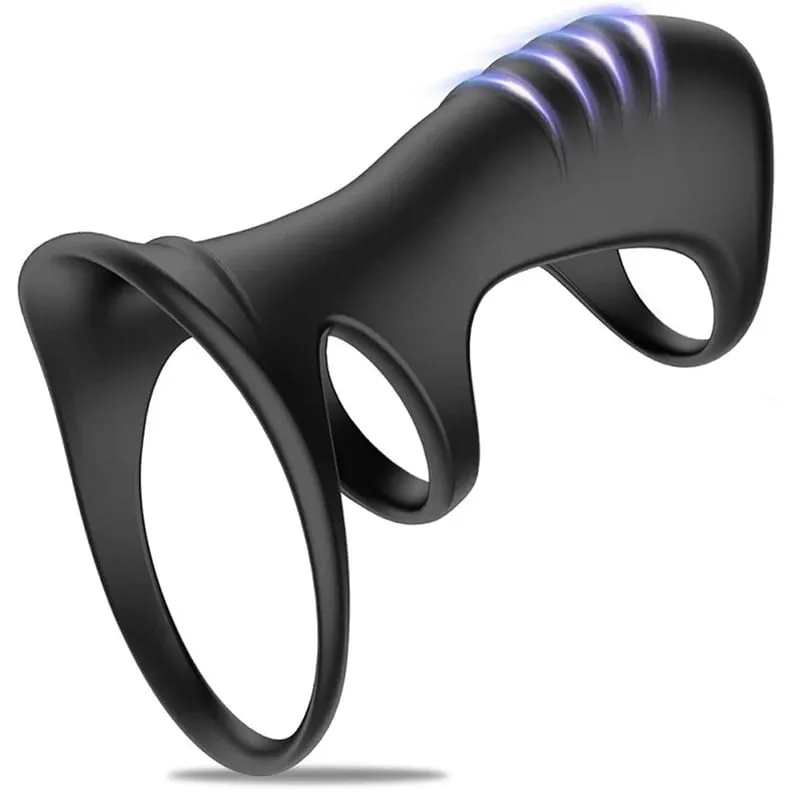 Male Penis Sleeve Dual Cock Rings Delay Ejaculation Nozzle Penis Rings Enlargement Reusable Cockring Sex Toys for Men Adults