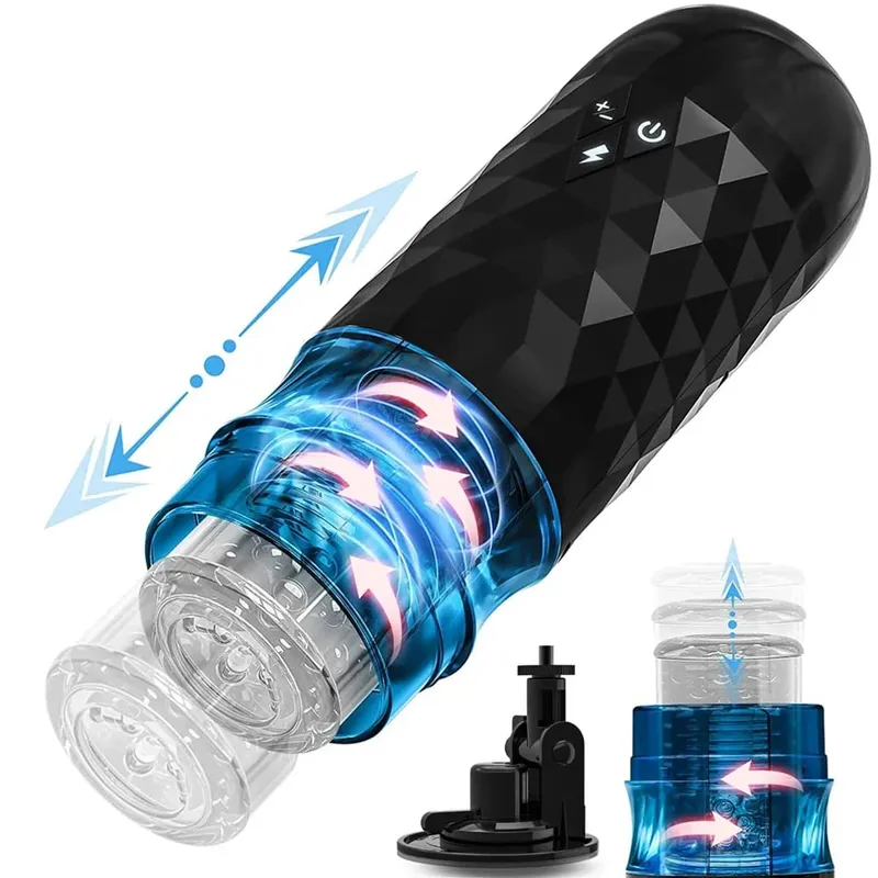Automatic Male Masturbator Telescopic Rotation Masturbation with Suction Cup for Men Simulation Blowjob Piston Sex Toy for Men