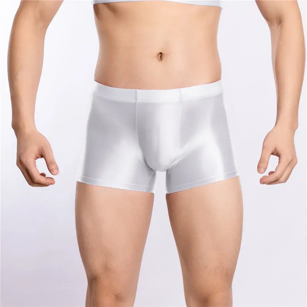 Sexy Men Hot Short Panties U Bulge Pouch Boxer Oil Shiny Glossy Smooth Lingerie Candy Color Underwear Breathable Briefs