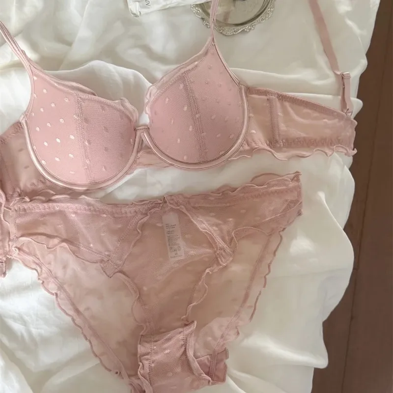 French Thin Cup Women Underwear Sexy Lace Embroidery Bra Set Summer Romantic 4 Color Lingerie Breathable Hollow Push Up Bras — image 2