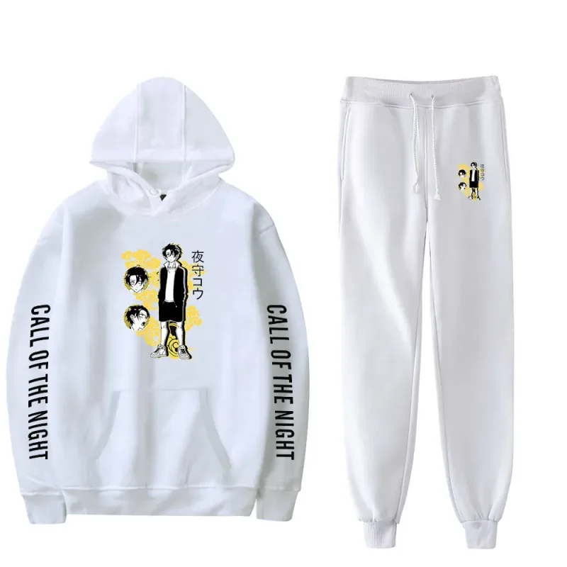 Harajuku Comfortable Call of the Night Print Sweatshirt Sweatpants Suit Hoodies+ Trousers Suit Boys/Girls 2 Piece Set Clothes