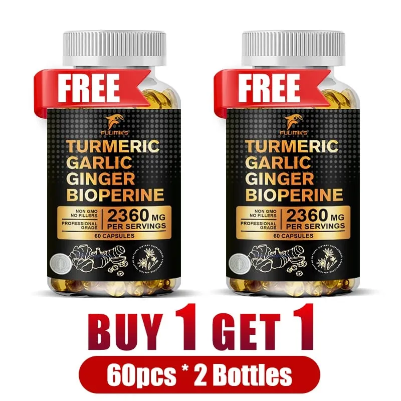 Buy 2 Get 2 Free! Turmeric Curcumin Supplement with BioPerine & Garlic for Joint Support Immune Health & Anti Inflammatory