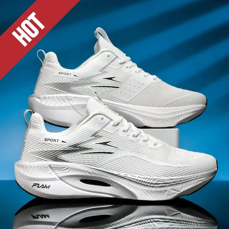 Carbon Plate Marathon Running Shoes Men Women Sports Sneakers Breathable Lightweight Shock Absorbing Stable Athletic Shoes