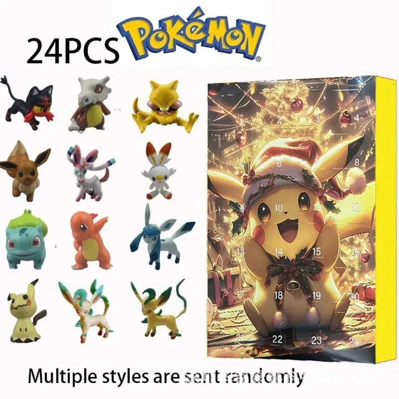 24 Cái/bộ Pokemon Giáng Sinh Ra Đời Lịch Dễ Thương Pikachu Charizard PVC Nhỏ Anime Hình Bất Ngờ Hộp Sinh Nhật Quà Tặng Halloween
