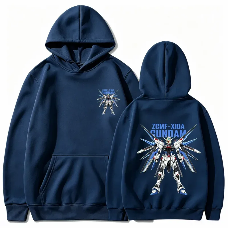 Gundam Hoodie Mecha Robot Anime ZGMF Mobile Suit Streetwear Aesthetic Vintage Black Oversized Casual Sport Sweatshirts